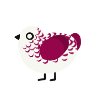 Monocle, a white and maroon chicken with a half-lace pattern