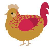 A gold and crimson chicken with a half-lace pattern