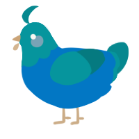 A sapphire and teal chicken with a head pattern