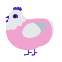 A pink and mist chicken with a head pattern