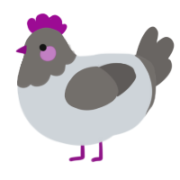 A mist and grey chicken with a head pattern