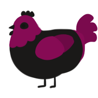 A sable and wine chicken with a head pattern