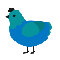 A sapphire and teal chicken with a head pattern