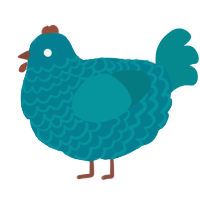 A sea and teal chicken with a lace pattern