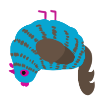A cerulean and bark chicken with a bar pattern