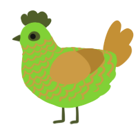 A grass and gold chicken with a lace pattern