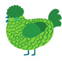 A grass and viridian chicken with a lace pattern