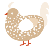 A beige and cream chicken with a speckle pattern