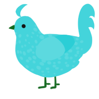 A aqua chicken with a speckle pattern