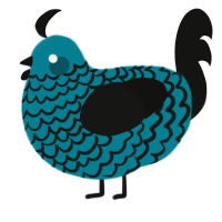 A sea and black chicken with a lace pattern