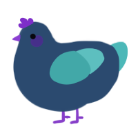 A beige and red chicken