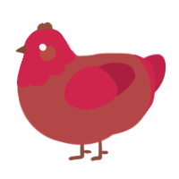 A red and crimson chicken with a head pattern
