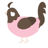 A rose and bark chicken with a head pattern