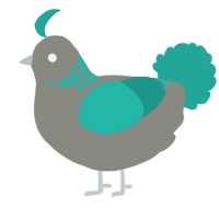 A ash and turquoise chicken with a neck-speckle pattern