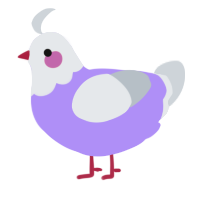 A lilac and mist chicken with a head pattern