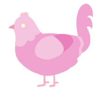 A pink chicken with a head pattern