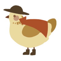 A cream and gold chicken with a neck-speckle pattern