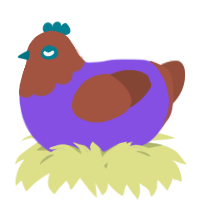 A blurple and russet chicken with a head pattern