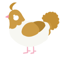 A white and gold chicken with a head pattern