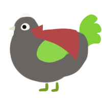 A grey and grass chicken