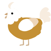 A gold and cream chicken with a head pattern