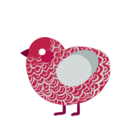 (unnamed), a crimson and silver chicken with a double-lace pattern