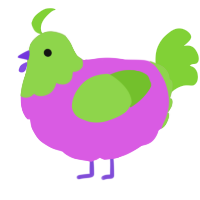 A orchid and grass chicken with a head pattern