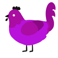 A amethyst and plum chicken with a head pattern