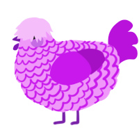 A lavender and amethyst chicken with a lace pattern