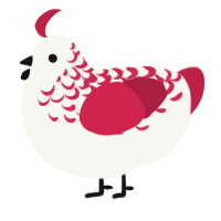 A white and crimson chicken with a half-lace pattern