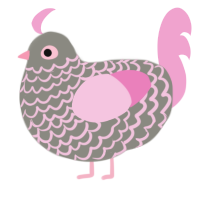 A ash and pink chicken with a lace pattern