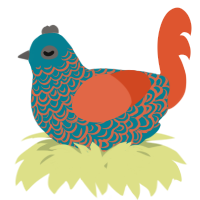 A sea and vermilion chicken with a double-lace pattern