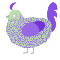 A gluppy and blurple chicken with a double-lace pattern