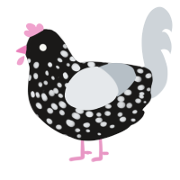 A sable and mist chicken with a speckle pattern