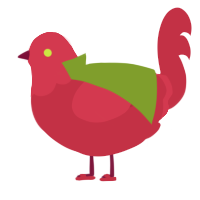 A crimson chicken with a head pattern