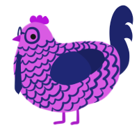 Nomi, a orchid and navy chicken with a lace pattern