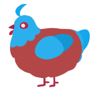 A red and sky chicken with a head pattern