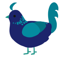 A navy and sea chicken with a neck-speckle pattern