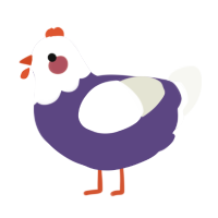 A overcast and white chicken with a head pattern