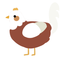 A russet and white chicken with a head pattern