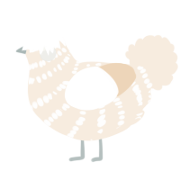 A cream chicken with a bar pattern