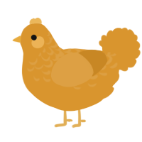 A orange chicken with a half-lace pattern