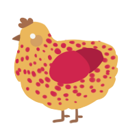 A honey and crimson chicken with a speckle pattern