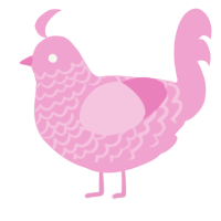 A pink chicken with a lace pattern