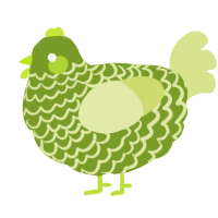 A chartreuse and lemon chicken with a lace pattern