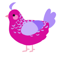 A fuchsia and lilac chicken with a half-lace pattern
