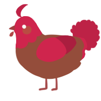 A russet and crimson chicken with a head pattern