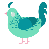 A mint and teal chicken with a half-lace pattern