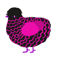 A sable and fuchsia chicken with a lace pattern