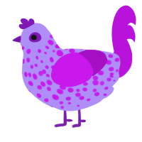 A lilac and amethyst chicken with a speckle pattern